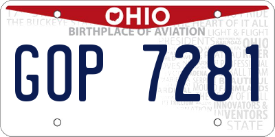 OH license plate GOP7281