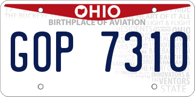 OH license plate GOP7310