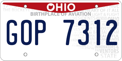 OH license plate GOP7312