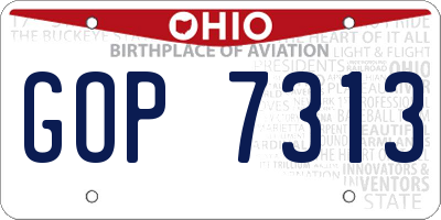 OH license plate GOP7313