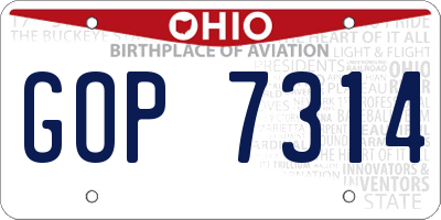 OH license plate GOP7314