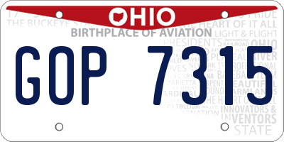 OH license plate GOP7315