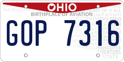 OH license plate GOP7316