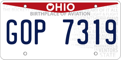 OH license plate GOP7319