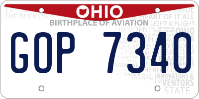 OH license plate GOP7340
