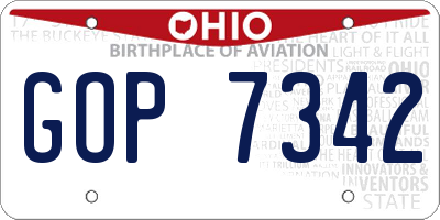 OH license plate GOP7342