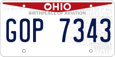 OH license plate GOP7343