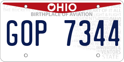 OH license plate GOP7344