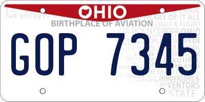 OH license plate GOP7345