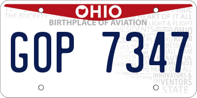 OH license plate GOP7347