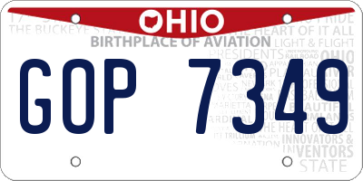 OH license plate GOP7349