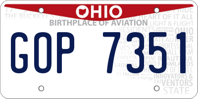 OH license plate GOP7351