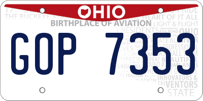 OH license plate GOP7353