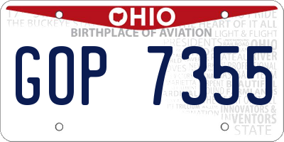 OH license plate GOP7355