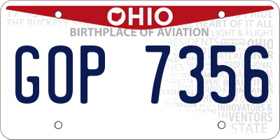 OH license plate GOP7356