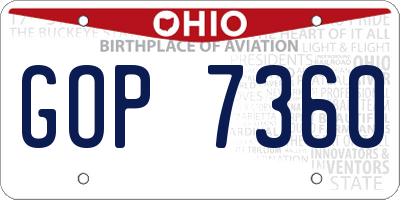 OH license plate GOP7360