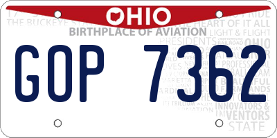 OH license plate GOP7362