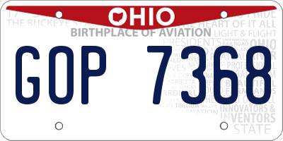 OH license plate GOP7368