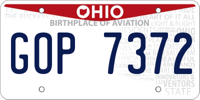 OH license plate GOP7372