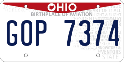 OH license plate GOP7374