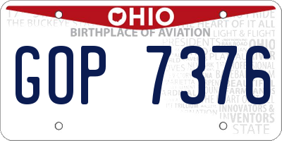 OH license plate GOP7376
