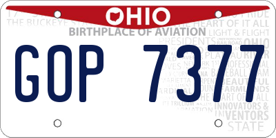 OH license plate GOP7377