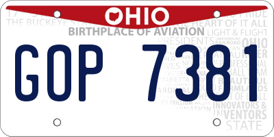 OH license plate GOP7381
