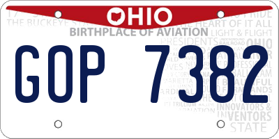 OH license plate GOP7382
