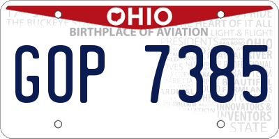 OH license plate GOP7385