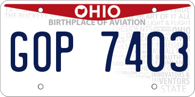 OH license plate GOP7403