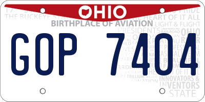OH license plate GOP7404