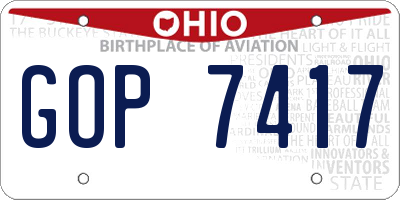 OH license plate GOP7417