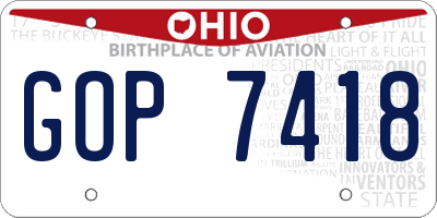 OH license plate GOP7418