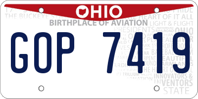 OH license plate GOP7419