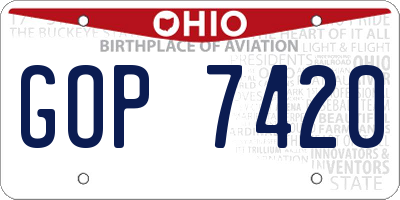 OH license plate GOP7420