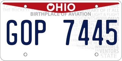 OH license plate GOP7445