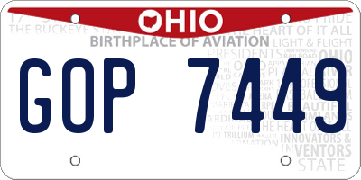 OH license plate GOP7449