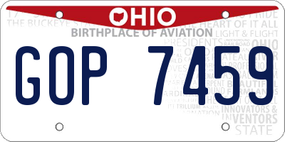 OH license plate GOP7459