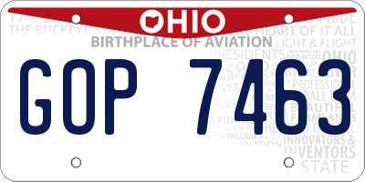 OH license plate GOP7463