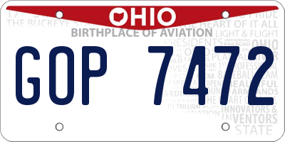 OH license plate GOP7472