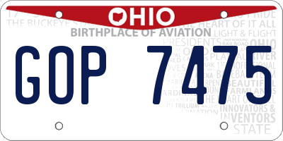 OH license plate GOP7475