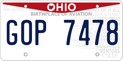 OH license plate GOP7478