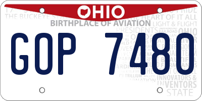 OH license plate GOP7480