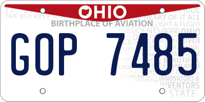 OH license plate GOP7485