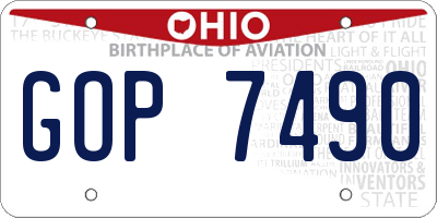 OH license plate GOP7490