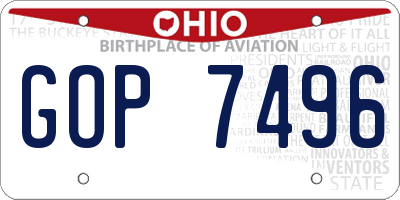 OH license plate GOP7496