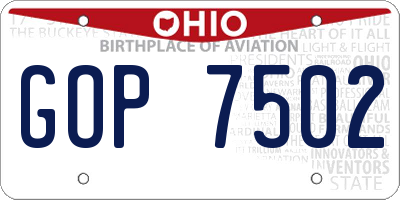 OH license plate GOP7502