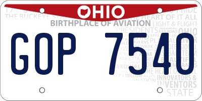 OH license plate GOP7540
