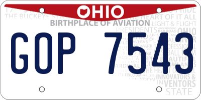 OH license plate GOP7543