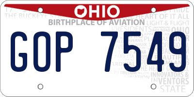 OH license plate GOP7549